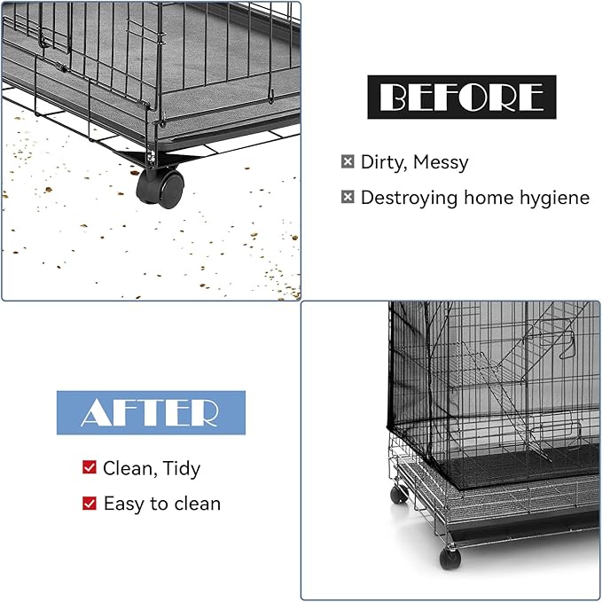 Trinkrittey Large Bird Cage Seed Catcher 31 x 118 inches Adjustable Bird Cage Net Cover Black Bird Cage Cover Elastic Band Mesh Cage Cover Skirt Nylon Mesh for Parakeet Parrot Cages