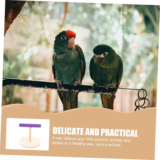 VANZACK Decorative Parrot Perch Platform Natural Wooden Bird Stand for Parrots Parakeets Sturdy Durable Accessory to Enhance Pet Environment and Curiosity
