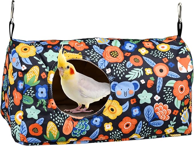 Bird Warm Bed Sleeping Nest House Snuggle Hanging Hut Hammock Hideaway Cave for Cockatiels Parakeets Budgies Lovebirds L
