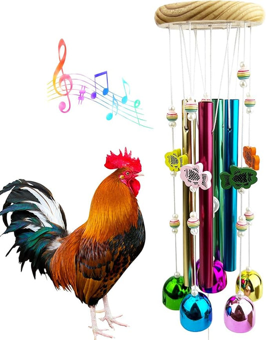 Chicken Toys for Coop, Chicken Wind Chime Enrichment Toys, Hanging Chick Peck Toy with Colorful Bells, Home Garden Musical Coop Accessories, Coops Toy for Hens Chicks Poultry Birds Parrots
