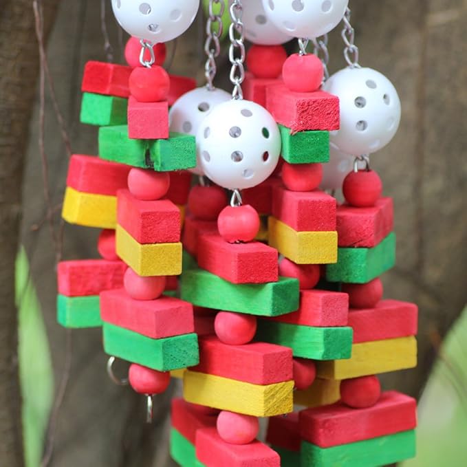 KINTOR Bird Chewing Toy Large Medium Parrot Cage Bite Toys African Grey Macaws Cockatoos Eclectus Amazon (Apple-22inch)