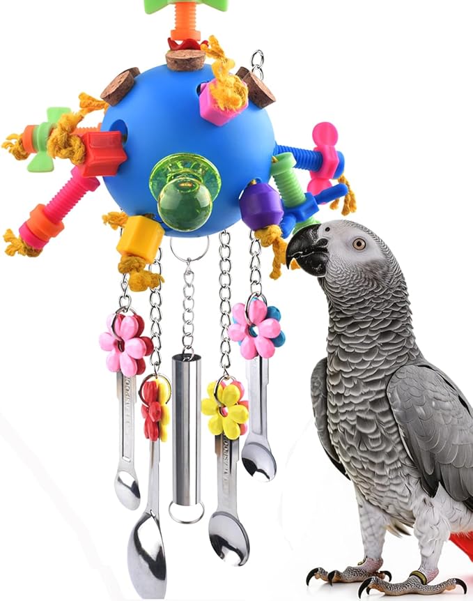 KATUMO Bird Toys, Parrot Pull Spoons Colorful Acrylic Stick Toys Bird Chew Toys for Amazon Parrot, African Grey, Conure, Caique, Quaker, Small Cockatoo, Mini Macaw, Eclectus and Similar Birds