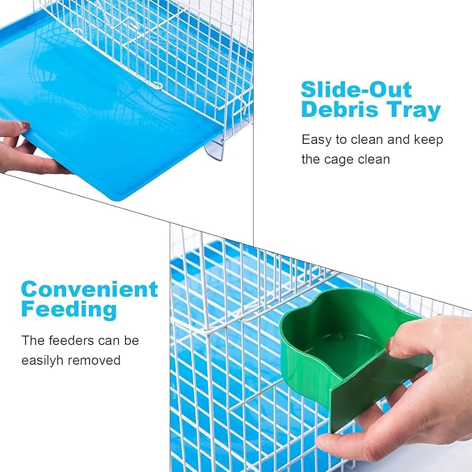 Small Bird Travel Cage - Lightweight Starter Kit for Parakeets, Lovebirds, Parrotlets Finches Canaries Removable Tray & Accessories Included