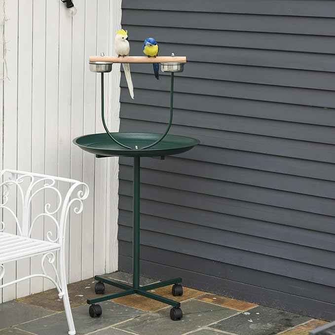 Pawhut 49" Bird Play Stand w/Wheels - Green