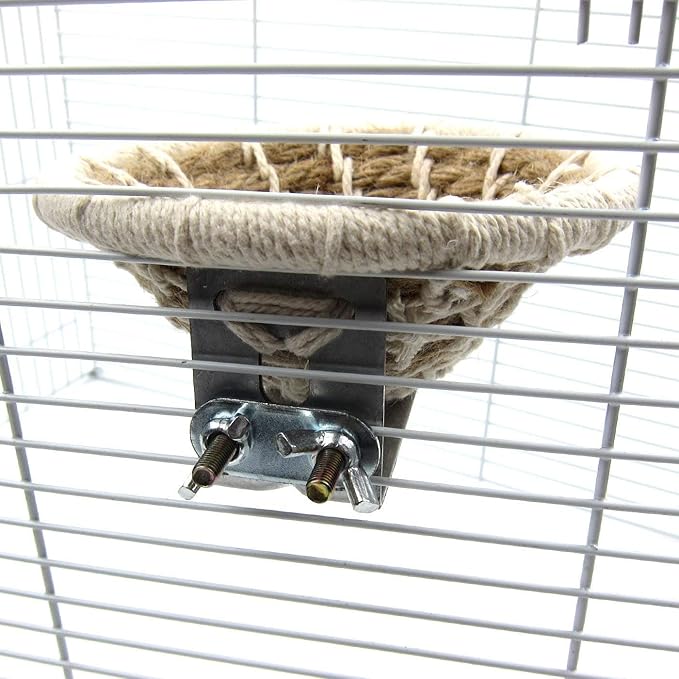 Bird Breeding Nest Bed Hut Toy with Warm Comfortable Mat Handmade Cotton Weave Hemp Rope Hatching Hut Cave Cage Accessories for Parakeet Conure Cockatiel Canary Finch Lovebird Budgie (B: HEMP)