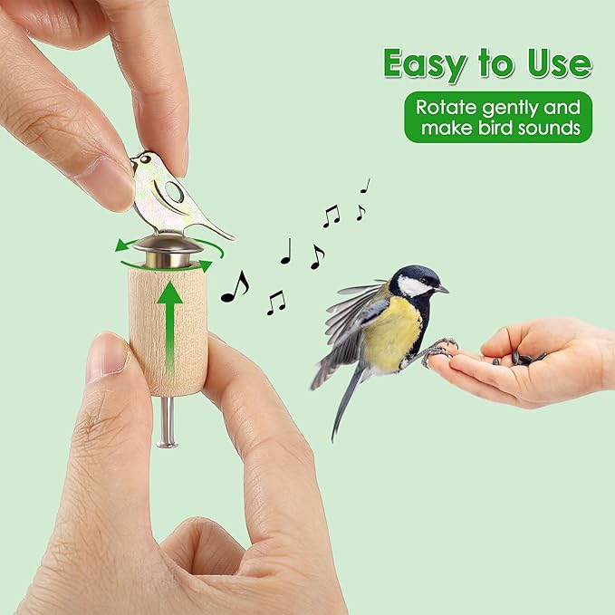 Dreyoo Bird Whistle Call with Rosin, Zinc Alloy & Wooden Birds Caller for Outdoor Birds Watching, Nature Play and Gifts for Bird Lovers(Wood Color)