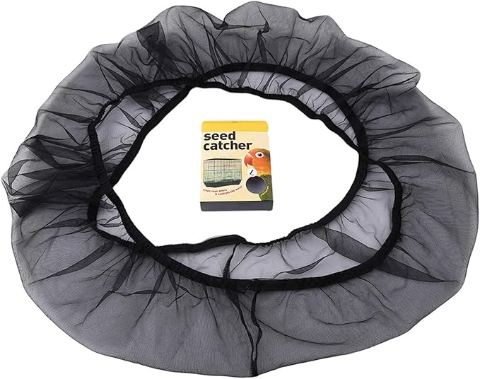 Elastic mesh Bird cage Cover dust-Proof Bird cage Skirt Round Bird cage Accessories,L Black