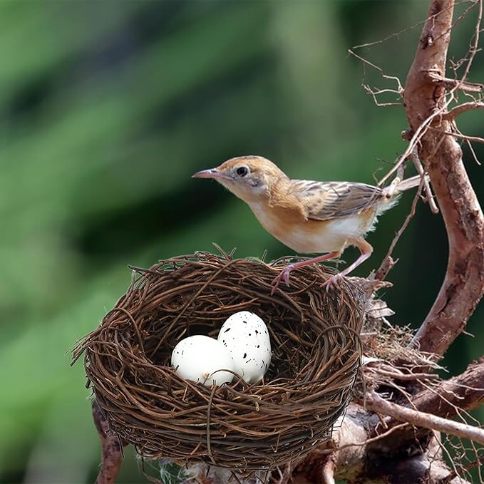 ONEST 30 Pieces Small Faux Bird Nest with Eggs Artificial Rattan Birds Nest for Easter Wedding Home Party Christmas Tree Decoration