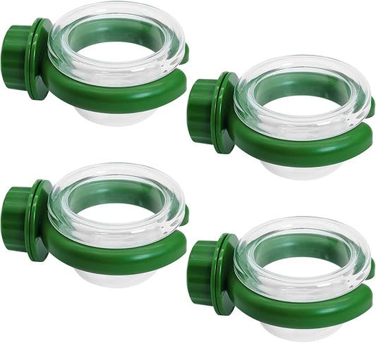 PINVNBY 4 PCS Bird Food Bowl Bird Cage Feeder with Clamp, Easy to Install Feeding Dish Cups Transparency Parakeet Food Dish for Finches Lovebirds and Long-Tailed Parrots （Green）