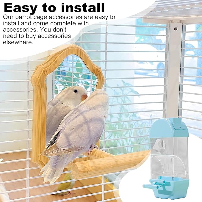 Automatic Bird Feeder - Parrot Automatic Feeder | Parrot Water Dispenser | Clear Bird Feeder Smart House Shaped Parakeet Feeder | Large Capacity Anti Spill Food Container Drinker Cage for Cockatiel
