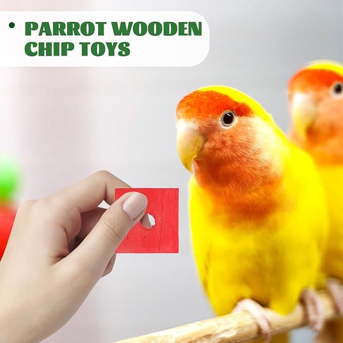 Gatuida 100Pcs Wooden Blocks Parrot Toys Bird Cage Chewing Wood Blocks for Parrots DIY Shredding Supplies