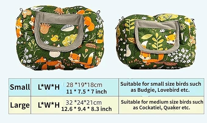 Parrot Warm House Bird Nest Winter Hanging Hammock Birds Sleeping Bed Parrot Hideway Bed Washable for Parrot Parakeet Cockatiels Budgies Lovebird (Small,Orange)