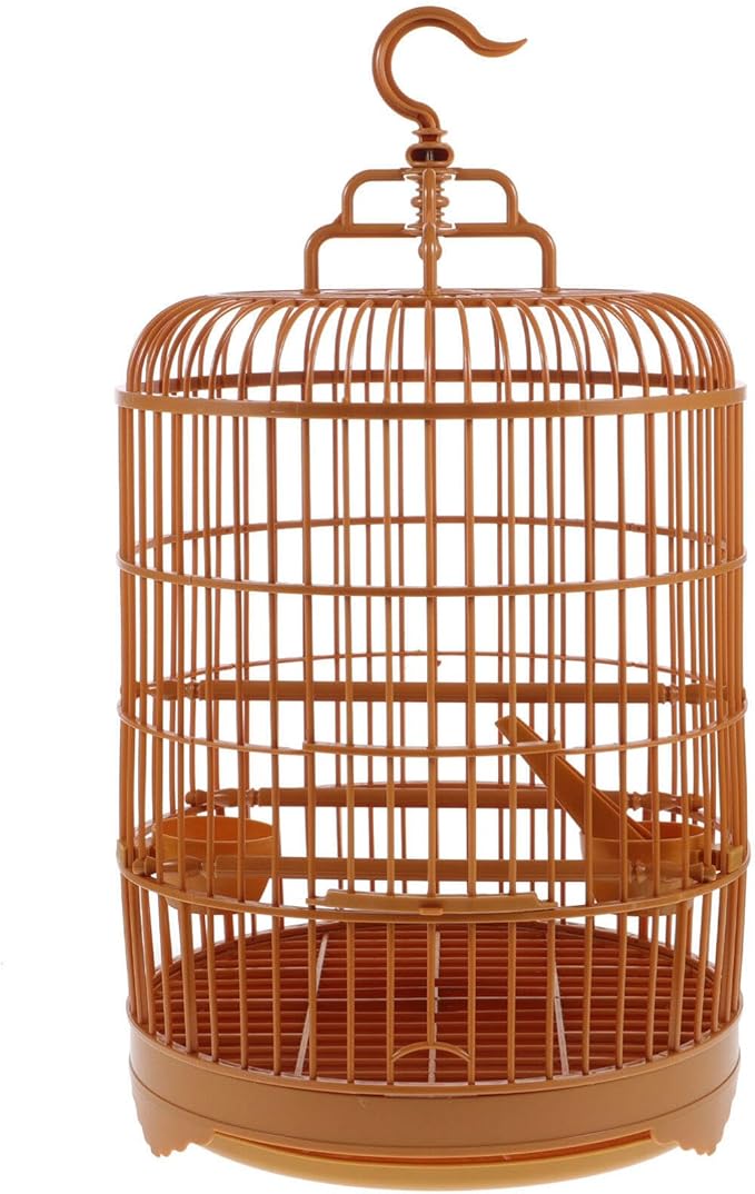 Ipetboom Vintage Decorative Portable Bird Cage, All-Round Ventilation, Hanging, 1 Feeding Cup, 1 Standing Pole, For Parrots