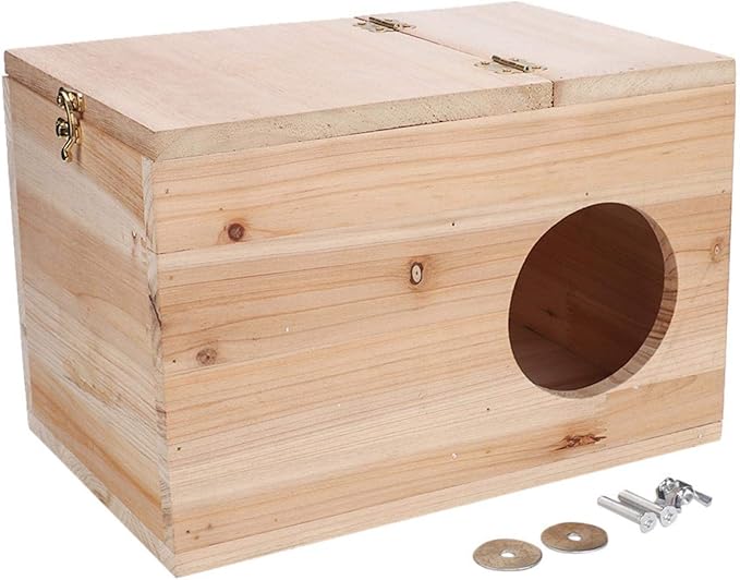 Natural Wooden Breeding Box,Pet Nesting and Hiding House,Nest Cage for Chinchillas Squirrels Hamster Bird Small Animals