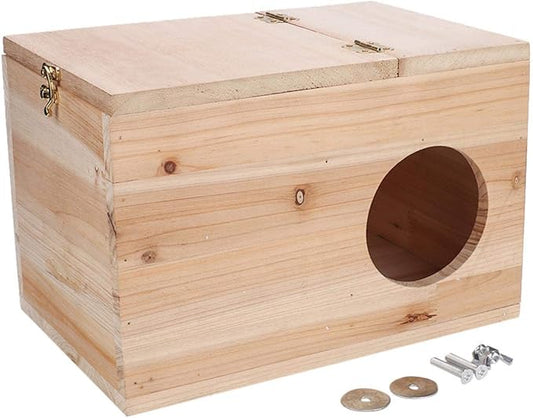 Natural Wooden Breeding Box,Pet Nesting and Hiding House,Nest Cage for Chinchillas Squirrels Hamster Bird Small Animals