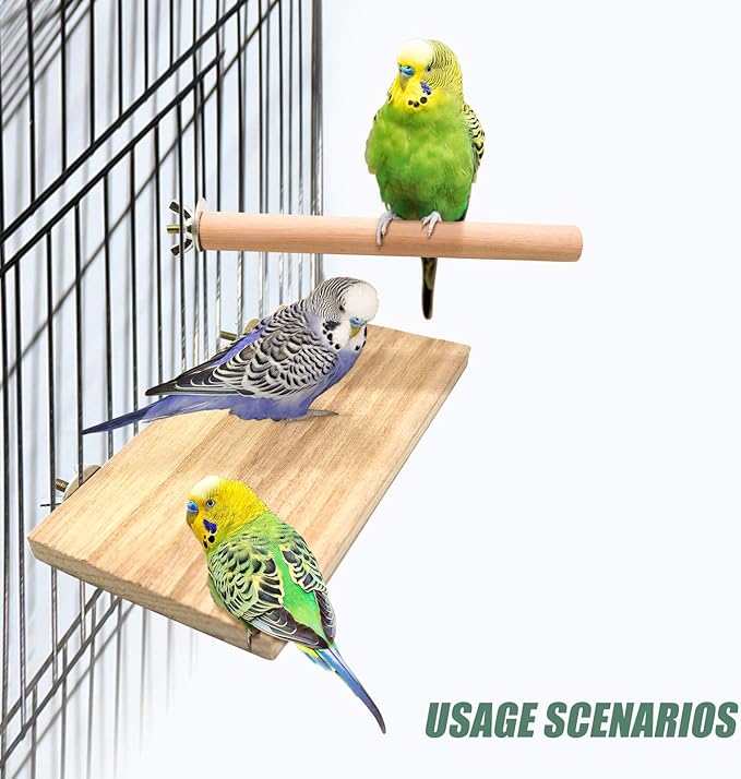 4 PCS Bird Perch Stand Platform Toy, Natural Wood Parrot Perch Stand Stick Play Exercise Gym Bird Cage Accessories Toys for Parrot, Budgies, Parakeet, Cockatiels, Conure, Lovebirds (Style 1)