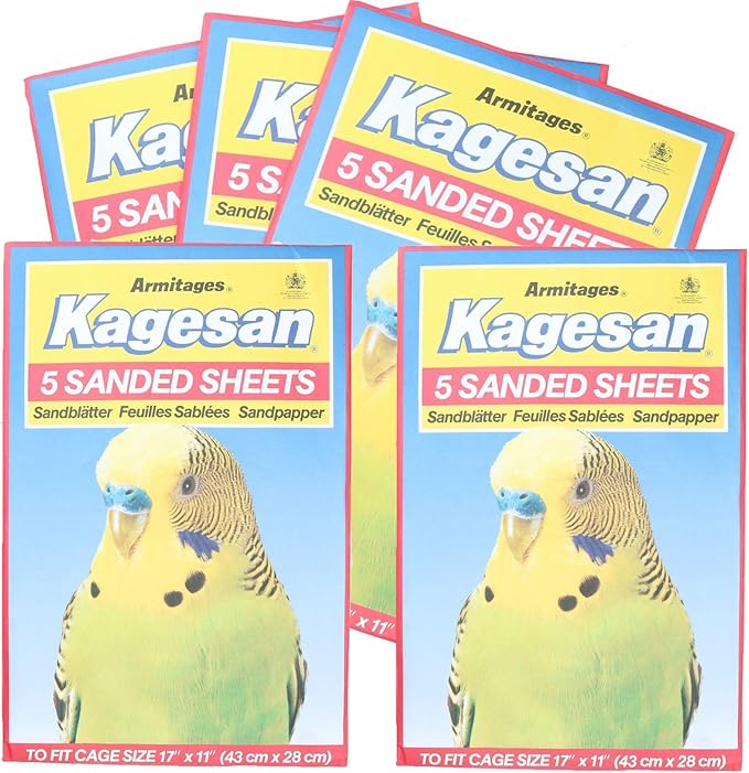 AB Tools 25 Sanded Sheets Sandpaper Cage Lining Budgies Caged Birds 28x43cm
