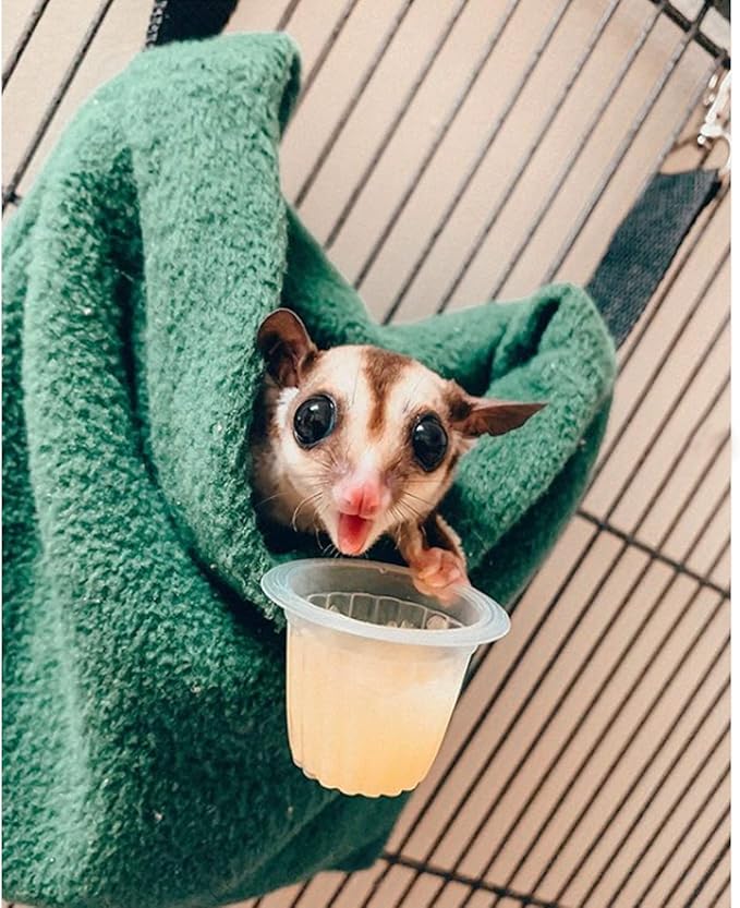 XL Nest Pouch (Giraffe) - Hanging Fleece Cage Accessory Toy - for Sugar Gliders, Squirrels, Marmosets, Hamsters, Rodents, Rats, Reptiles & Other Small Pets - Hammock, Tower, Bed, Nest Pouch