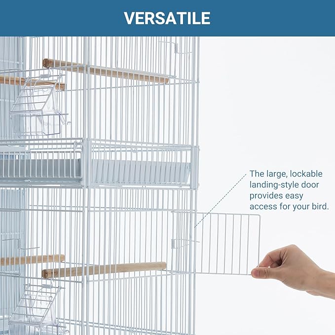 Extra Large Bird Cage Metal Parrot Cage for Mid-Sized Parrots Cockatiels Conures Parakeets Lovebirds Budgie Finch, White