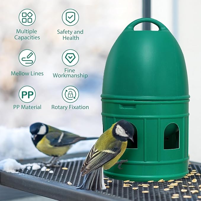 Bird Water Drinker/Quail Parakeet Dove Parrot Pigeon Water Dispenser Feeder with Hanging Handle/Bird Cage Accessories Waterer Large Capacity/, Green 5L