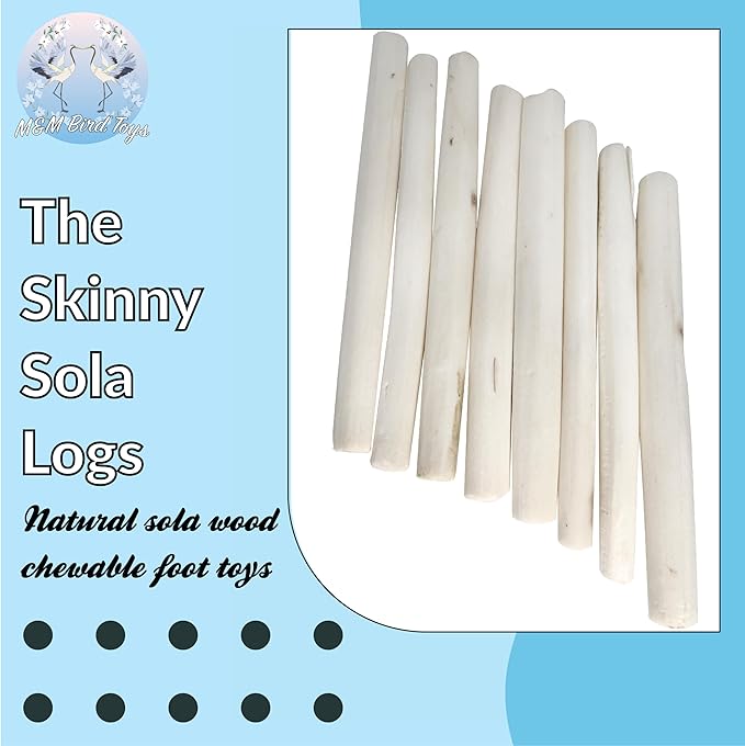 5512 Skinny Sola Logs Pk20 - Handcut skinny sticks of natural sola wood, Airdried, Lightweight, Easy to chew for all size of pet birds, Versatile, Great for Budgie Canary Lovebird Parrotlet Canary
