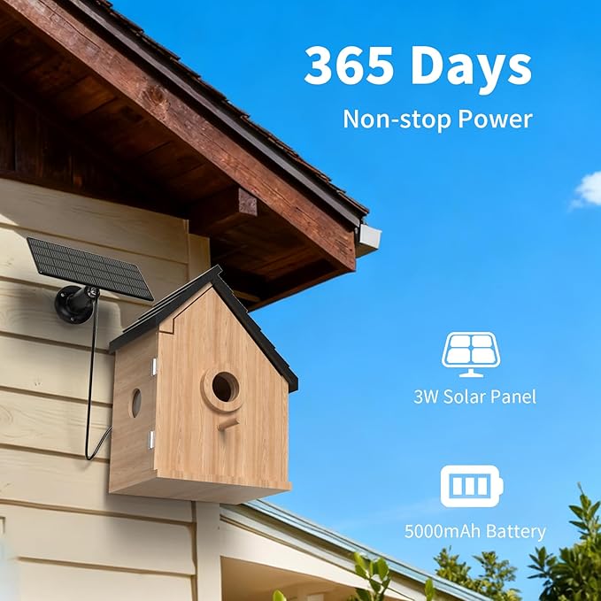 Bird Houses for Outside with Camera Solar Powered: 2K HD Video Smart Bird Feeder for Outdoors Nesting Box with Motion Detection Weatherproof Easy Birdwatching for for BirdLovers
