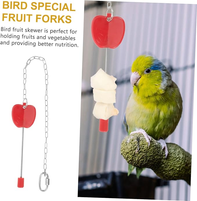 Stainless Steel Fruit Fork Toy Bird Feeder Accessory Parrot Skewer Bird Cage Supplies Easy to Use