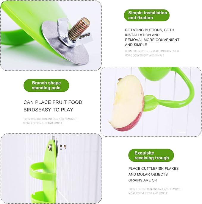 2pcs Pet Food Feeders for Bird Cage, Cuttlebone Holder, Plastic Storage Bowl Feeding Cup Birds Stand Racks for Budgies Parakeet Cockatiel Conure(Green)