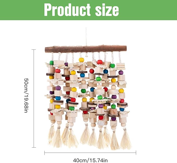 Jorewood Large Bird Parrot Toys,Multicolored Natural Macaws Toy Bird Chewing Toy for Cokatoos African Grey and Large Medium Birds