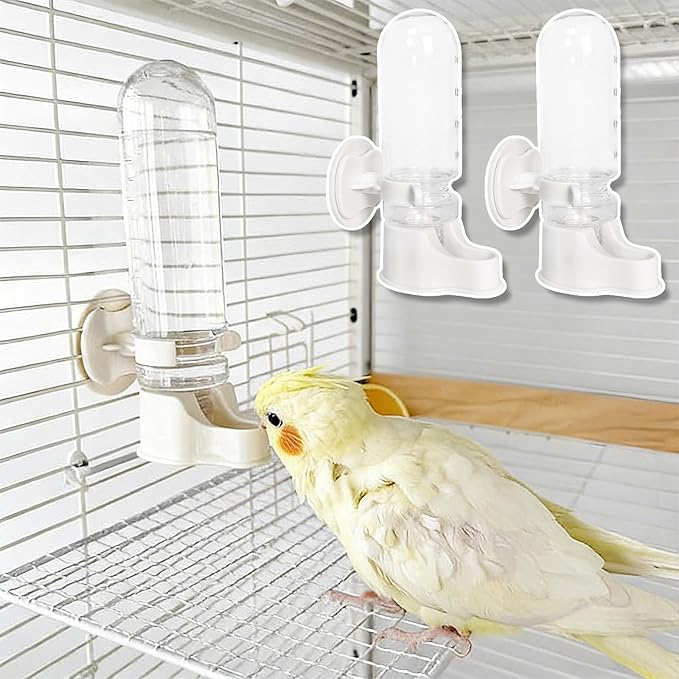Bird Water Feeder,2PCS Automatic Bird Water Dispenser for Cage,Parrot Water Bottle Drinker Food Seed Dispenser Cage Accessories for Parrots Budgie Lovebirds Parakeet Cockatiel (Clear 150ML)