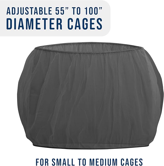 Universal Bird Cage Seed Catcher Universal Mesh Skirt Cover Stretchy Small Animal Cages Cover Pet Removable Durable Protector (Large, Black)
