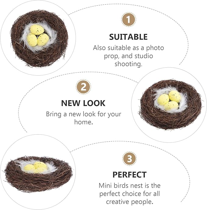 EXCEART 1pc Simulated Bird Easter Chick Egg Decoration Bird Golden Artificial Twig Easter Eggs Supplies Decor for Supplies Rattan
