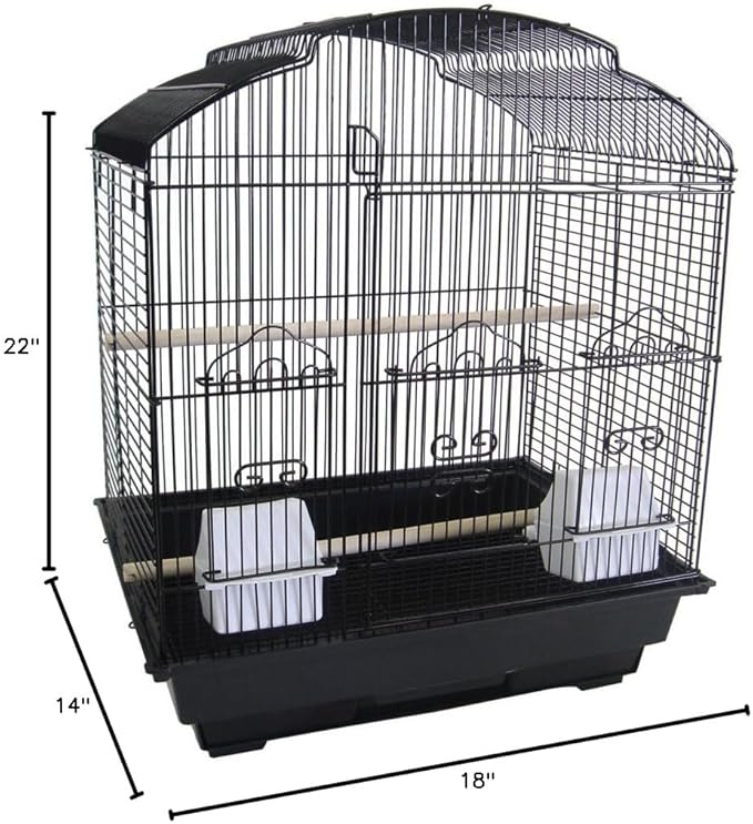 YML 3/8-Inch Bar Spacing ShellTop Small Bird Cage, 18-Inch by 14-Inch, Black