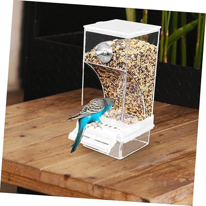 Milisten Automatic Bird Cage Feeder for Parrots Transparent Acrylic Pet Bird Food Dispenser No Spill Design for Parakeets Cockatiels and Lovebirds Birdhouse Feeder for Wild