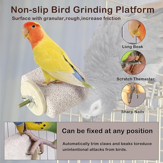 4pcs Bird Perch Stands Foot Claws Trimmer Beak Grinding Stone Parrot Climbing Chewing Toys Cage Accessories for Small Medium Birds Budgies Lovebird Conure (Small)
