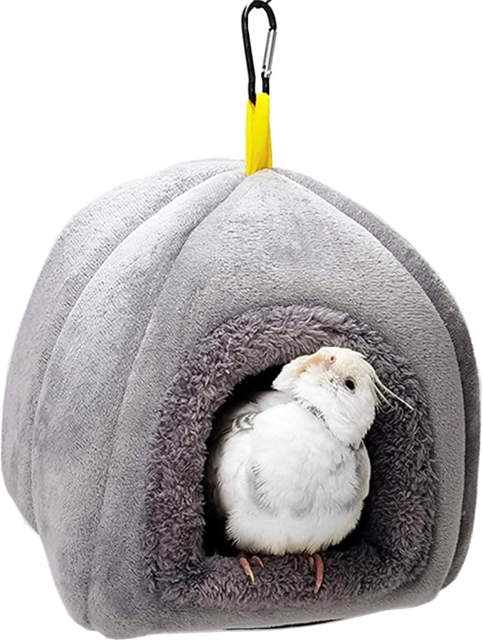 QBLEEV Winter Warm Bird Nest House, Parrot Hanging Hammock for Cages, Bird Bed Soft Plush Snuggle Hut Tent, Parakeet Cage Accessories Birds Hideaway Sleeping Bed for Budgie Cockatiel Conure Lovebird