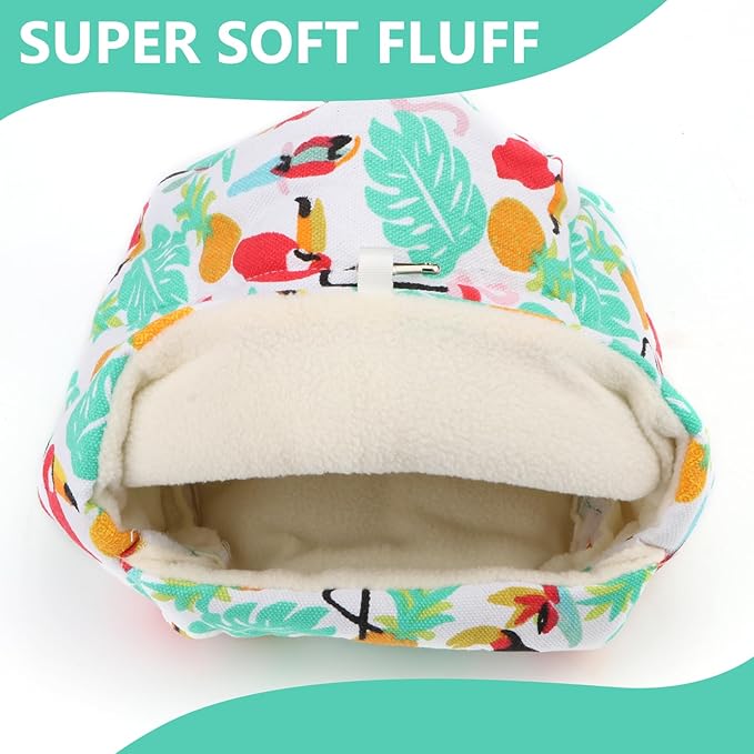 Hypeety Bird Hanging Hammock Nest Parrot Winter Warm Nest House Comfortable Plush Bird Bed for Cage Winter Bird Hideaway Hut for Cockatiels Budgies Parakeets Lovebirds Conures Hamsters (Parrot)