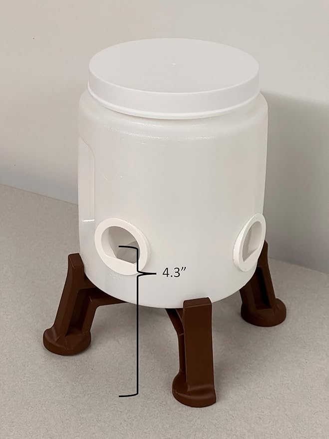Quail Feeder Container with Feeding Ports and Stand | Ports are 3D Printed | Made in USA (4-Quart, Mint Green)