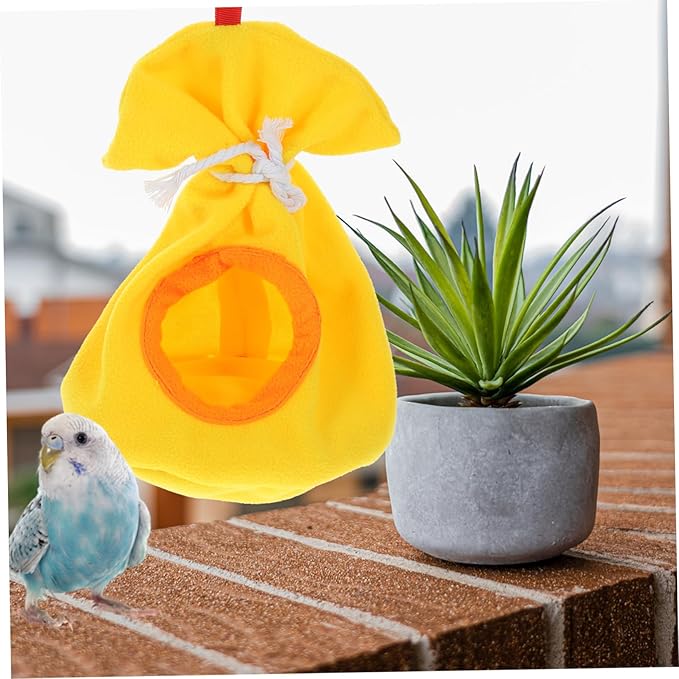 POPETPOP Bird Bed Parakeet Nesting Box Warm Flannel Sleeping Bag Parrot Sleeping Nest Bird Cage Hanging Bag Color