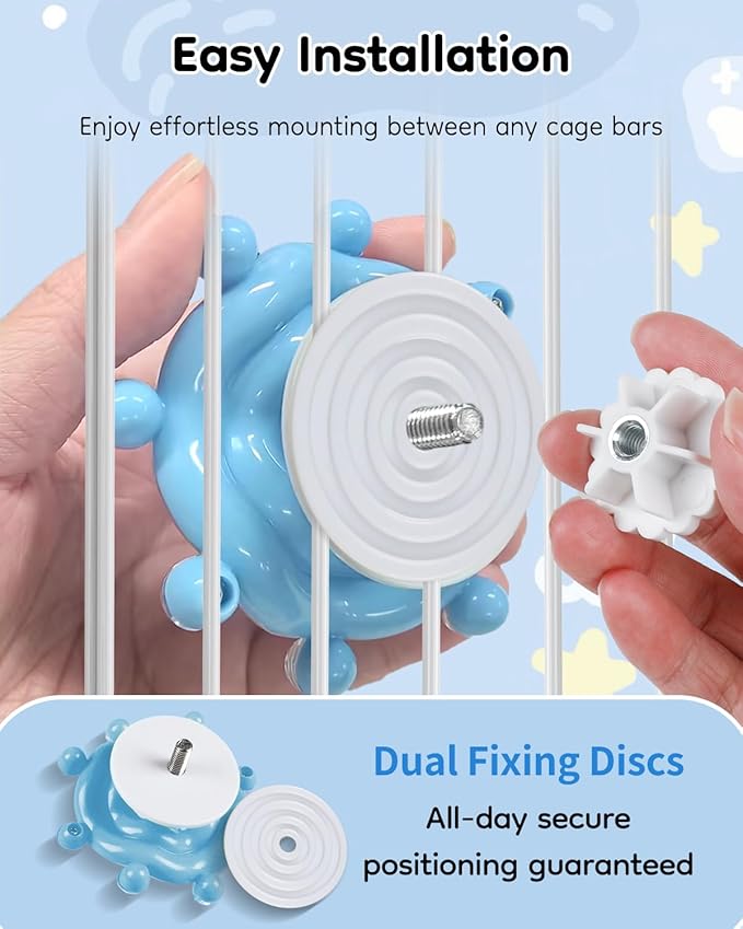 Pawfly Bird Toys for Parakeets, Colorful Spinning Wheel Chew Toy, Interactive Spinner Rattle Parrot Toys, Cockatiel Toy, Parakeet Toys, Bird Cage Accessories for Entertainment Chewing Exercise, Blue