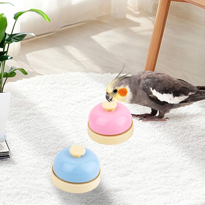 FlidRunest Bird Bell Toys, 2 Pack Parrot Training Bell, Bird Tell Bell, Pet Training Bell Toy, Bird Stainless Steel Bell for Parrots, Parakeets, Conures, Cockatiels, Dogs