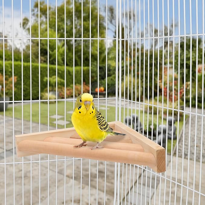 Litewoo Bird Perch Corner Platform Stand Shelf for Birds Budgie Parakeet Cockatiel Conure Cockatoo（2PC）