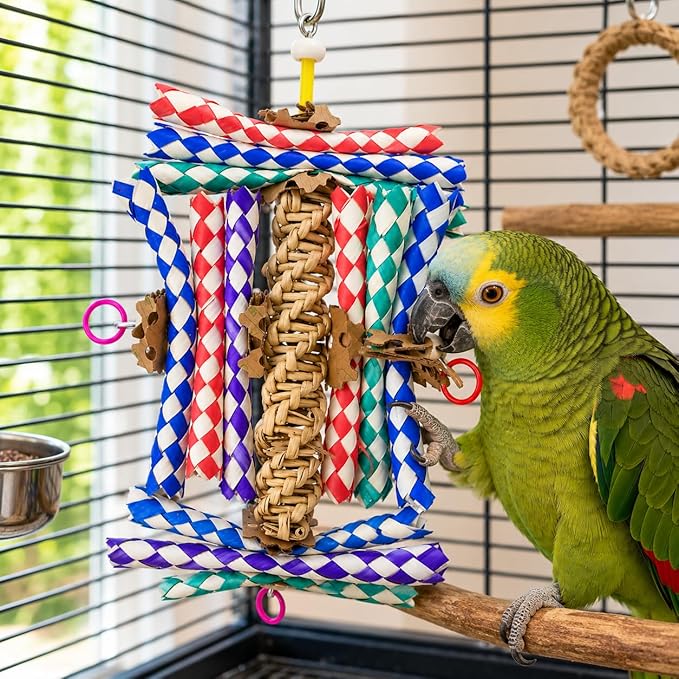 Bonka Bird Toys 1242 Helix Budgie Parrotlet Cockatoo Parrot Cages Cockatiel African Grey Macaw