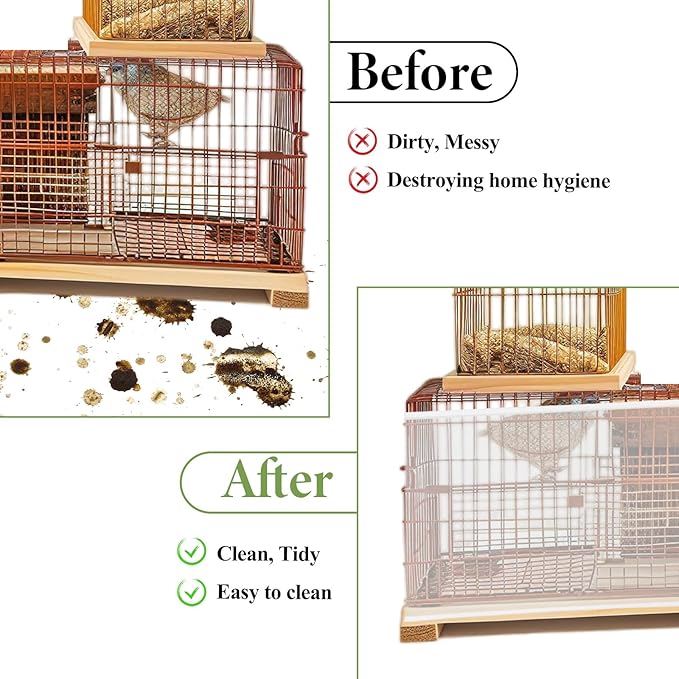 Trinkrittey Bird Cage Seed Catcher White Bird Cage Net Cover Adjustable Birds Cages Netting Seed Catcher Stretchy Birds Cages Guard for Parrot Enclosures
