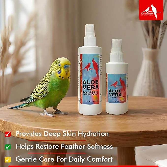 Morning Bird Aloe Vera Spray 4 Fl Oz – Natural Topical Spray for All Birds – Soothes Dry Skin & Supports Healthy Skin – Easy-to-Use Spray Bottle for Gentle Hydration & Skin Relief