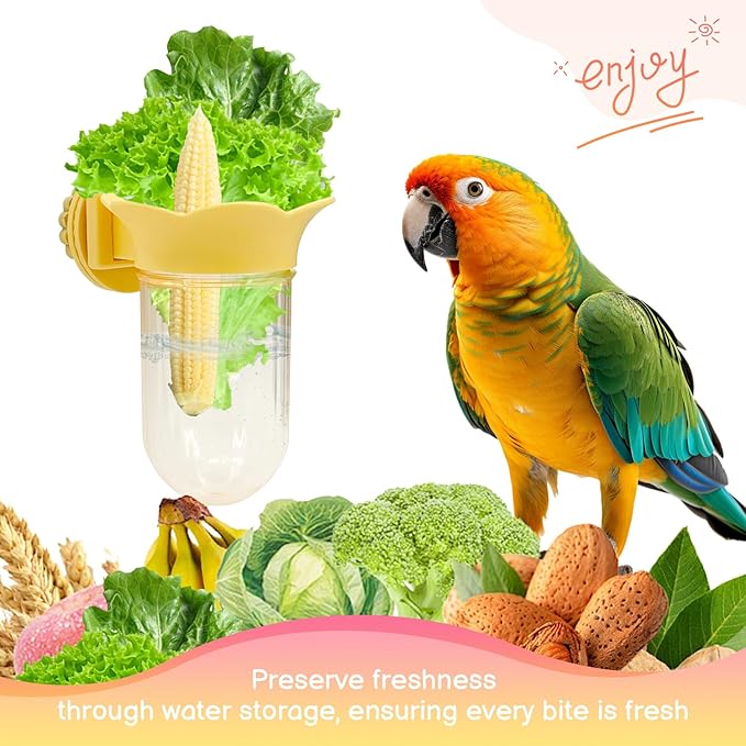 2 Pcs Bird Cage Feeder Accessories, Hanging Veggie & Fruit Holder for Parakeet, Detachable Design for Easy Cleaning
