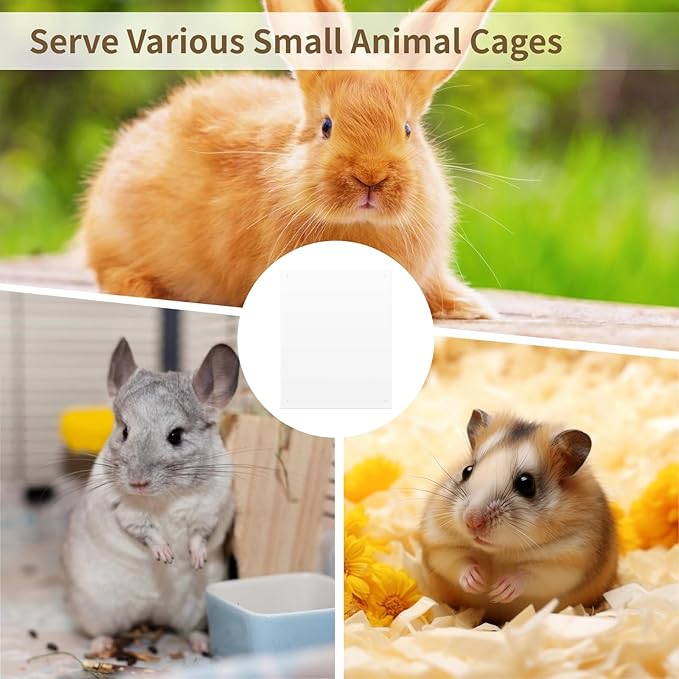 24 Pcs Pet Cage Liner Panels, 10 x 8.2 Rabbit Cage Urine Guards, Clear Plastic Splash Guards, Flexible Habitat Protective Sheets for Rabbits, Guinea Pigs, Hamsters, Small Animals
