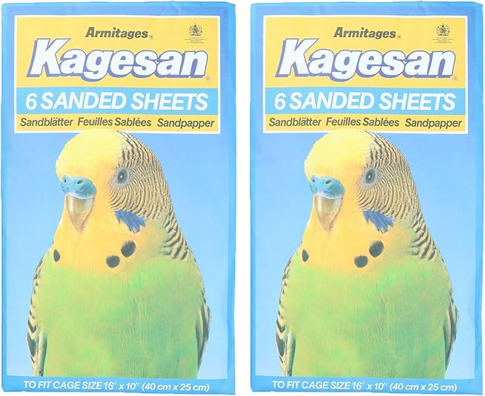AB Tools 12 Sanded Sheets Sandpaper Cage Lining Budgies Caged Birds 25x40cm