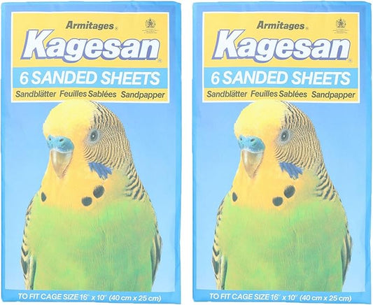 AB Tools 12 Sanded Sheets Sandpaper Cage Lining Budgies Caged Birds 25x40cm