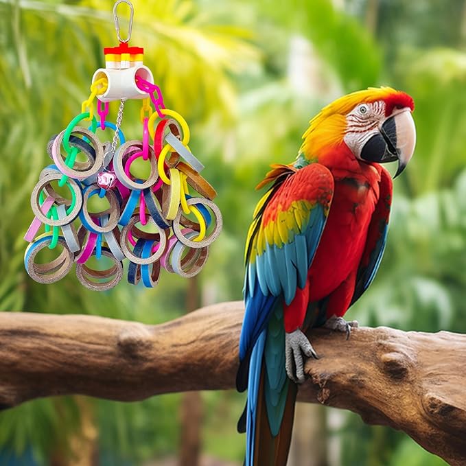 LWINGFLYER Bird Toys,Parrots Durable Cardboard Chewing Shredding Foraging for Medium & Large Parrot African Greys Cockatoos Amazons Mini Macaws